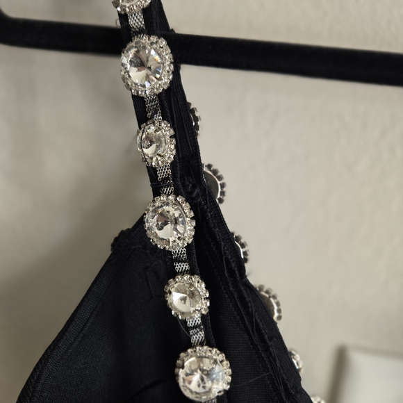 Fashion Nova Black Midi Dress with Pearl Accents - Picture 7 of 9